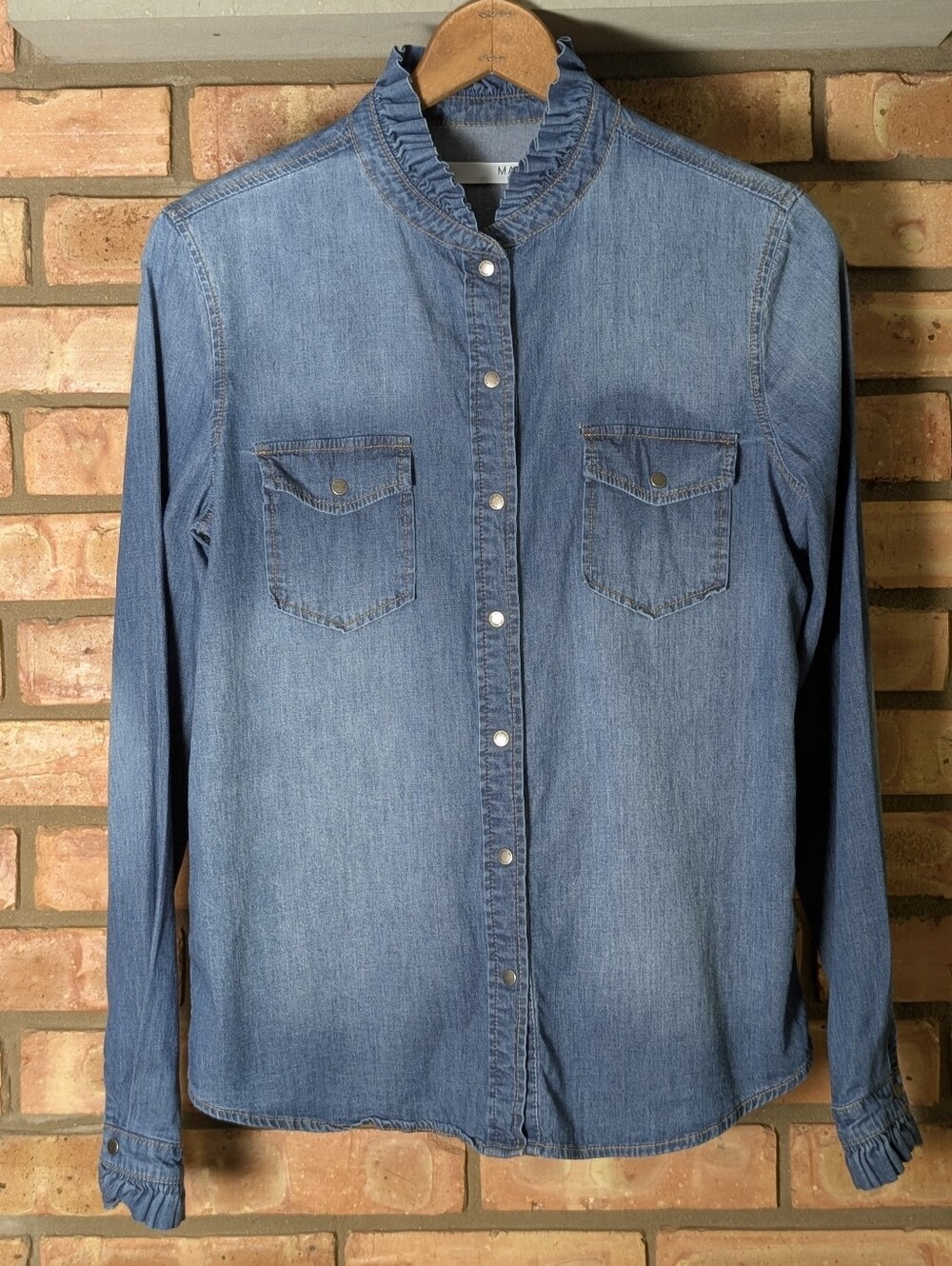 Max Jeans Denim Ruffle Long Sleeve Top